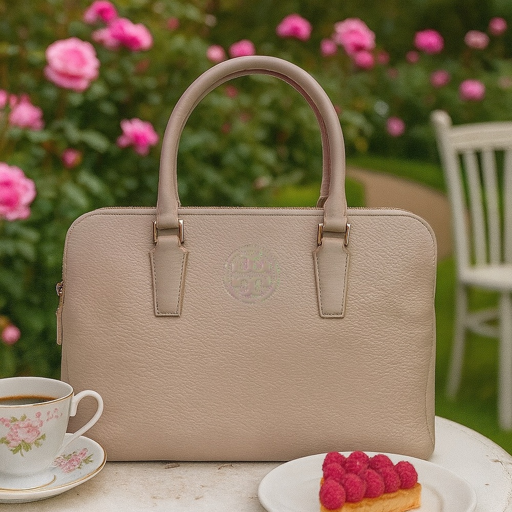 NEW Tory Burch Marion Triple Zip Nude Pink Pebbled Leather Top Handle Satchel